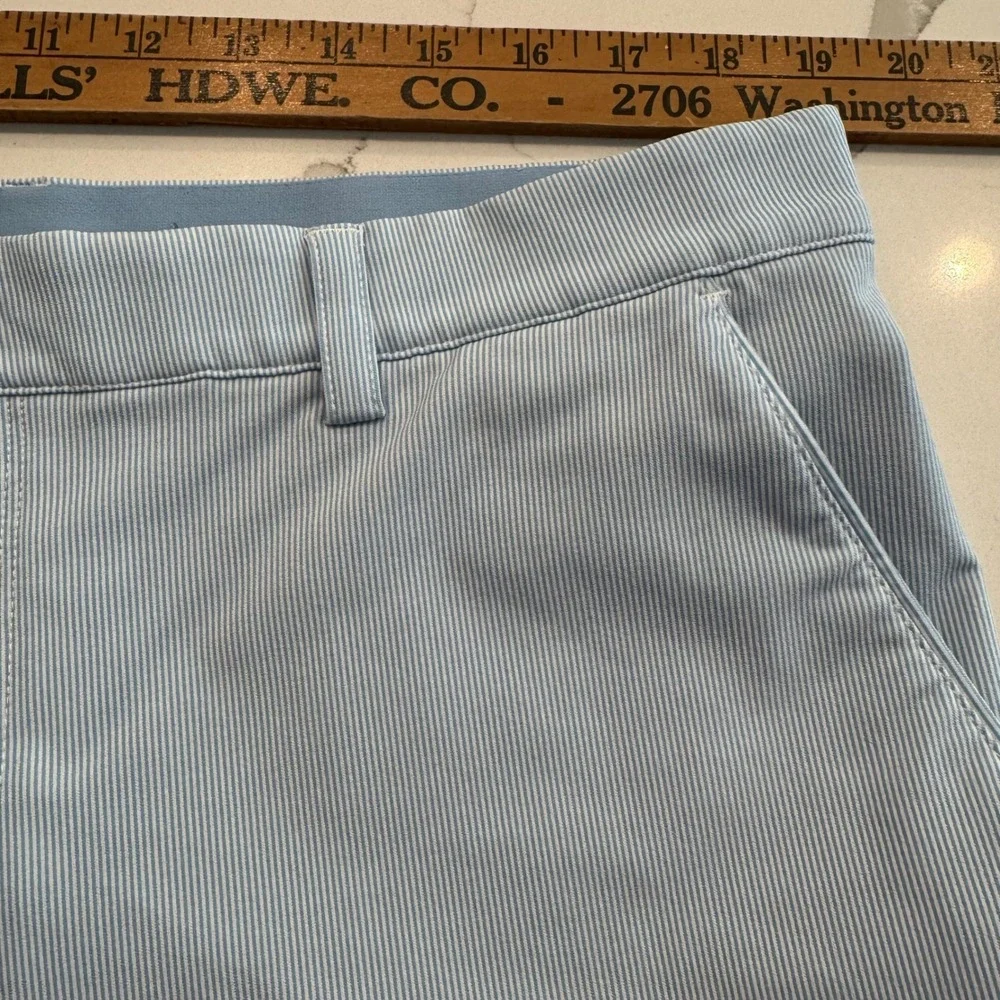 Greg Norman Mens Blue White Striped‎ Golf Shorts Size 38 Performance Stretch